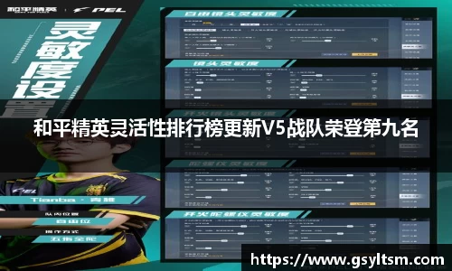 和平精英灵活性排行榜更新V5战队荣登第九名